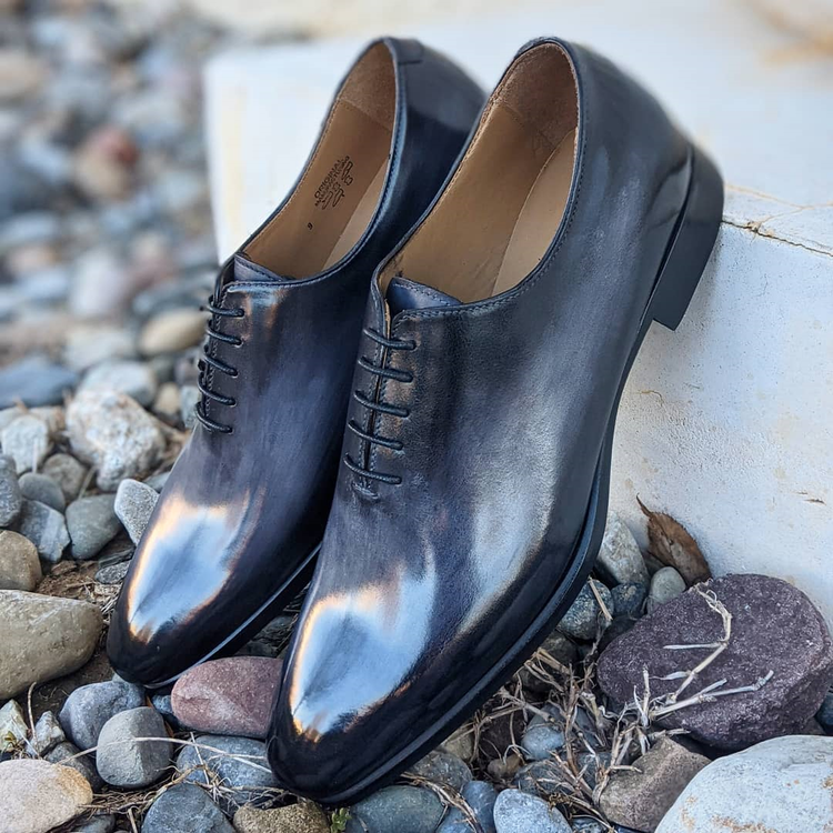 Height Increasing Silver Grey Leather Erlach Whole Cut Oxfords - Formal Shoes