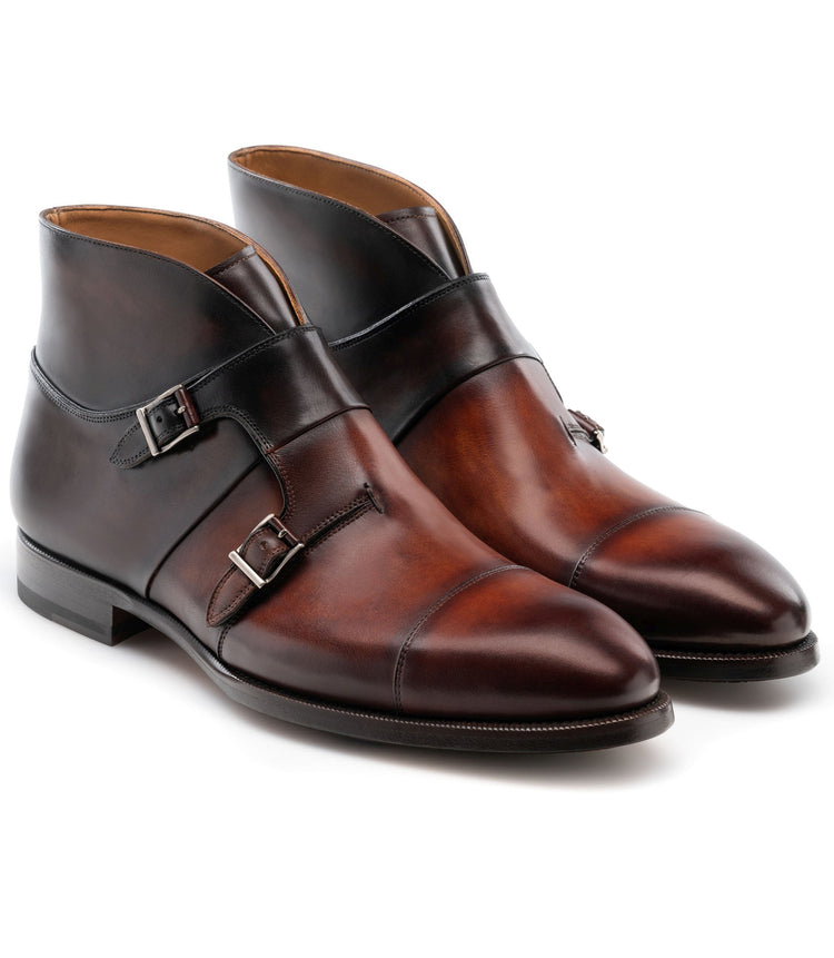 Brown Leather Ortigas Monk Strap Boots