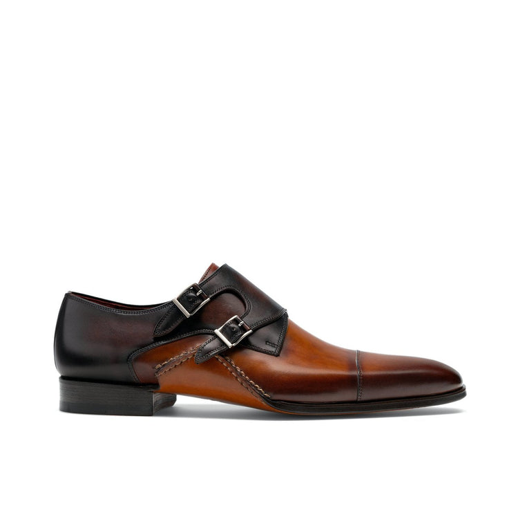 Flat Feet Shoes - Tan & Brown Leather Cooma Monk Straps Shoes with Arch Support