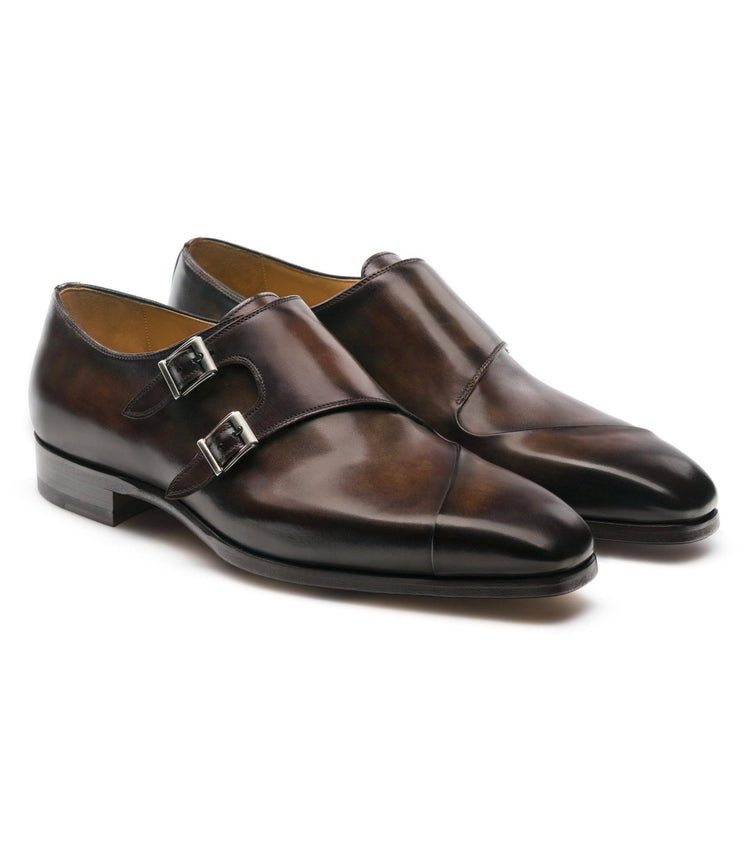 Flat Feet Shoes - Brown Leather Nycoshy Monk Strap Shoes with Arch Support