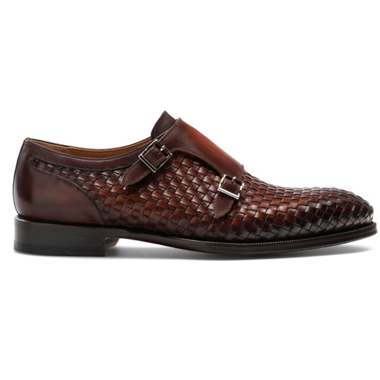 Flat Feet Shoes - Brown Braided Leather Holloway Monk Straps with Arch Support