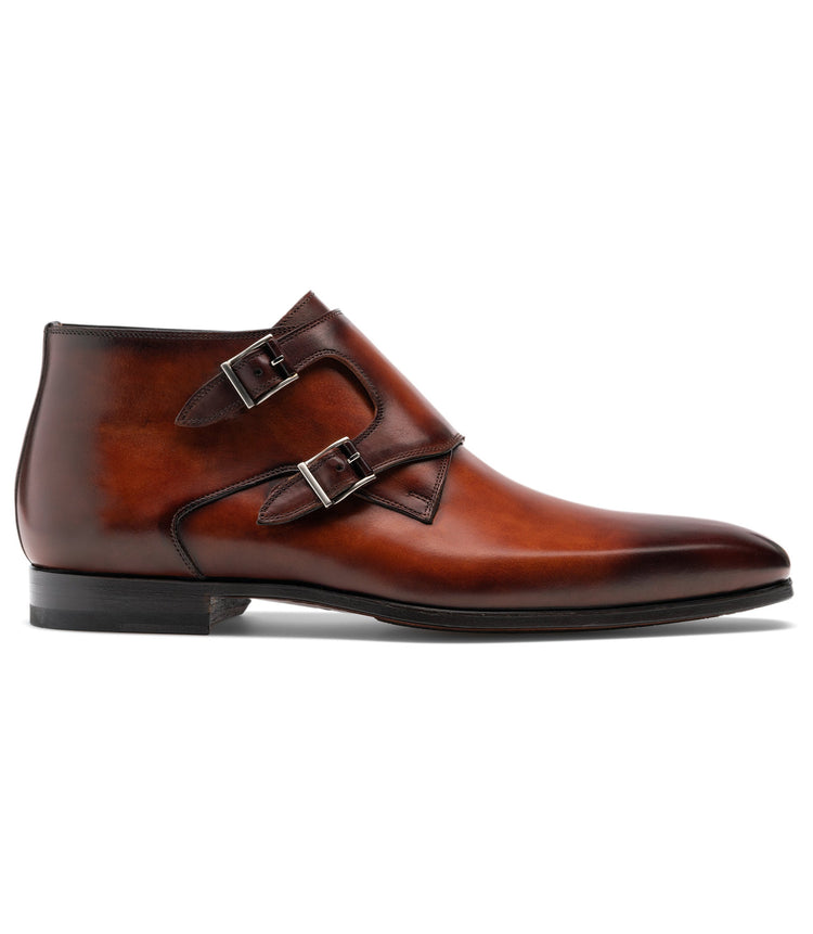 Brown Leather Chambery Monk Strap Boots
