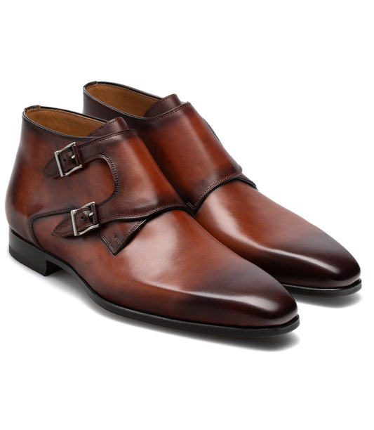 Brown Leather Chambery Monk Strap Boots