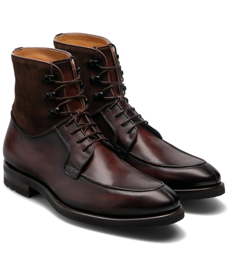 Brown Leather Amines Chunky Derby Boots