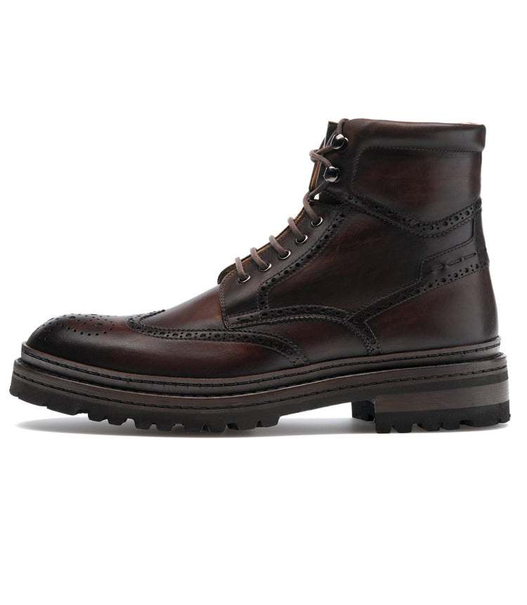 Brown Leather Troyes Chunky Derby Boots