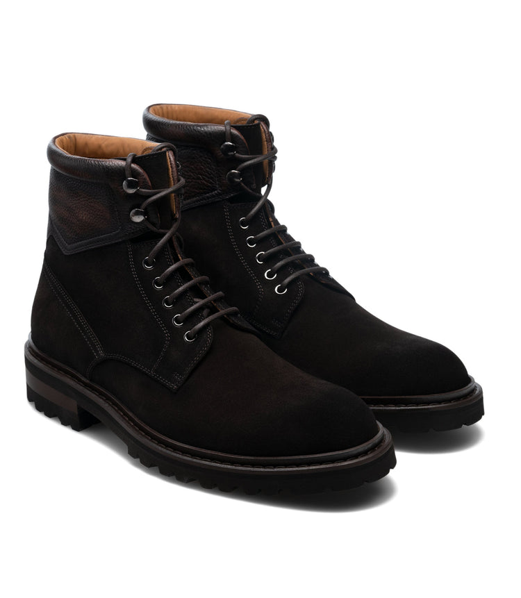 Brown Suede Boston Chunky Oxford Boots