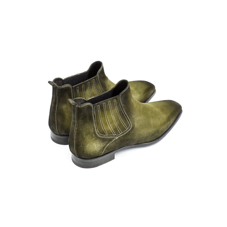 Goodyear Welted Cadaval Green Suede Chelsea Boot with Violin Leather Sole