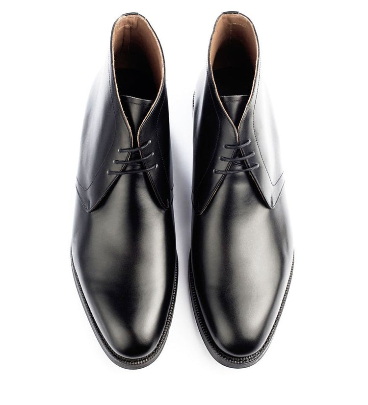 Black Leather Fylde Lace Up Chukka Boots