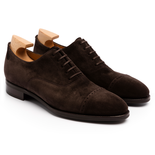 Height Increasing Brown Suede Eastney Toe Cap Oxfords