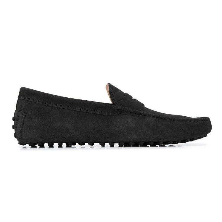 Height Increasing Black Suede Alcalde Penny Driving Loafers