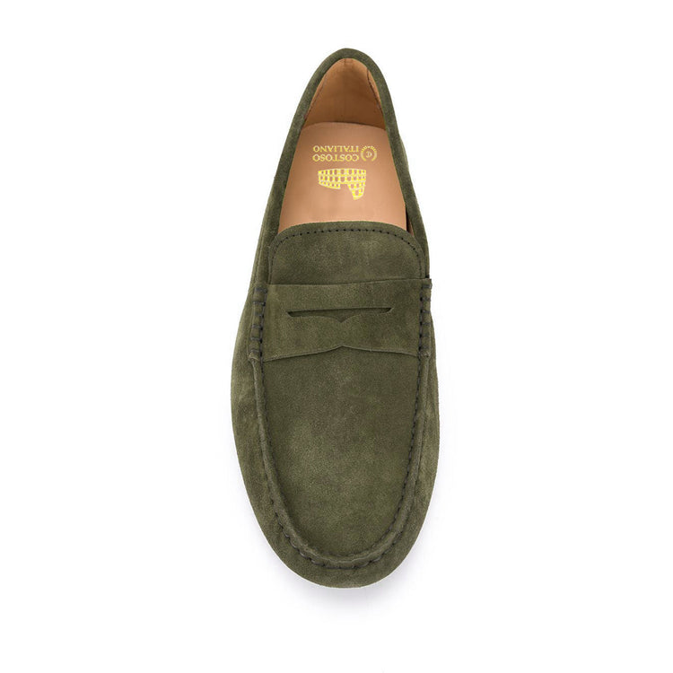 Green Suede Alcalde Penny Driving Loafers