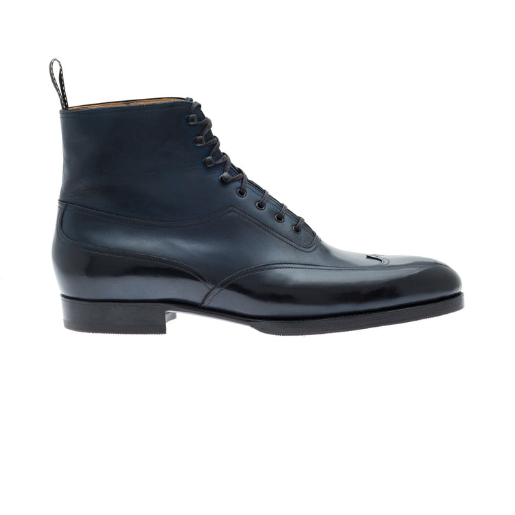 Navy Blue Leather Hendon Lace Up Boots