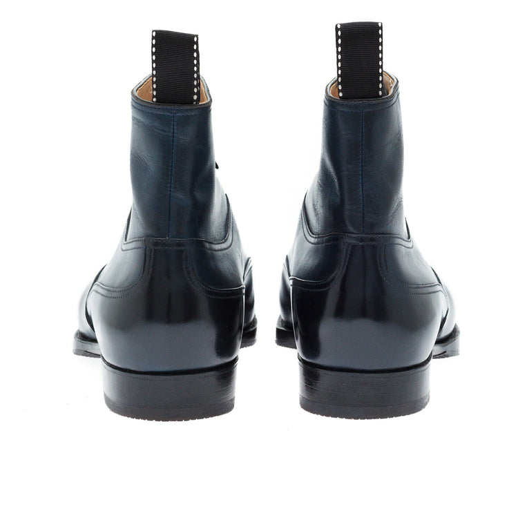 Navy Blue Leather Hendon Lace Up Boots
