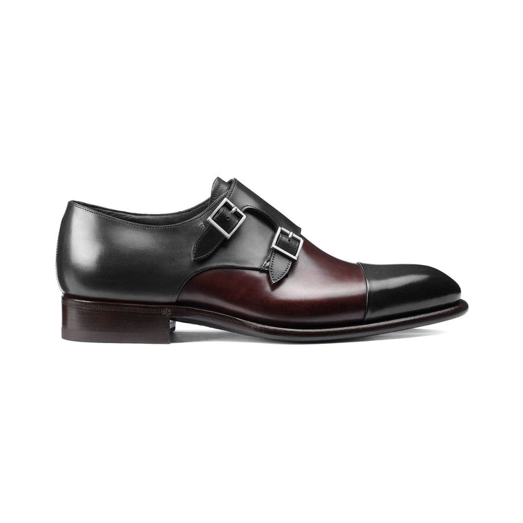 Flat Feet Shoes - Black and Brown Leather Castle Monk Straps with Arch Support