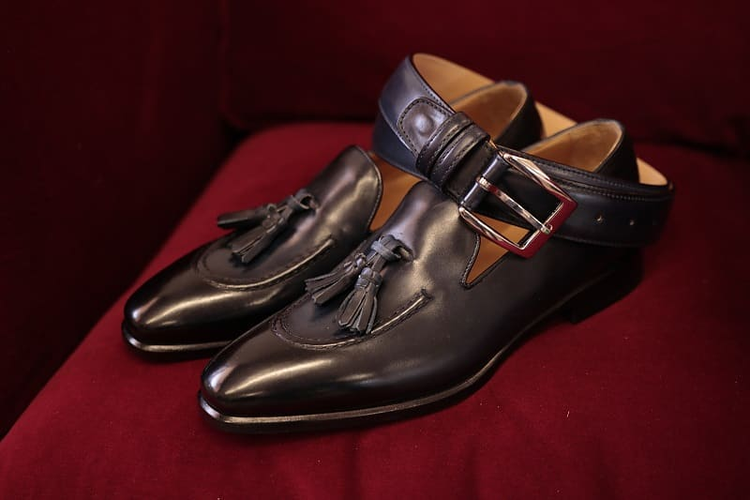 Black Leather Neeva Tassel Loafers