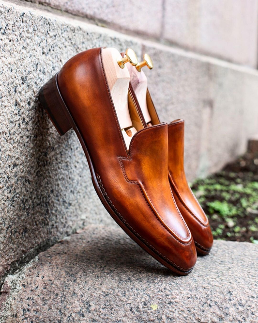 Tan Leather Deereas Slip On Loafers