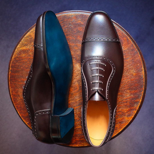 Brown Leather Nazare Brogue Toecap Oxfords - Formal Shoes