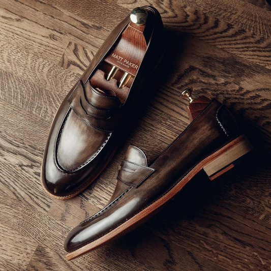 Height Increasing Brown Leather Jaen Penny Loafers