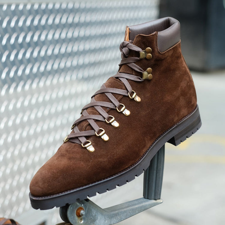 Brown Suede Larett Chunky Hiking Combat Boots