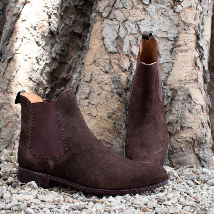 Brown Suede Fenland Slip On Chelsea Boots