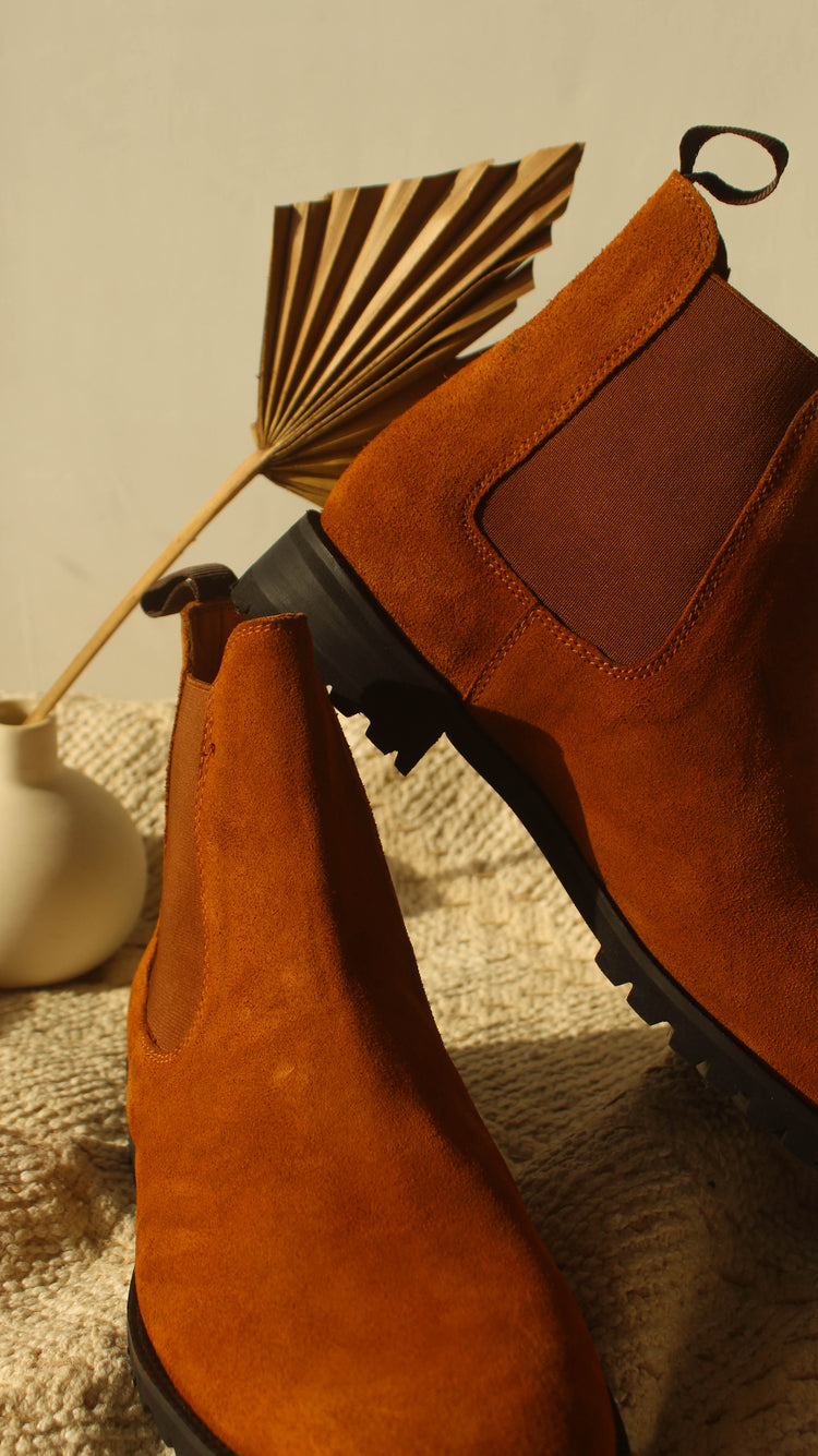 Tan Suede Ferneto Chunky Chelsea Boots