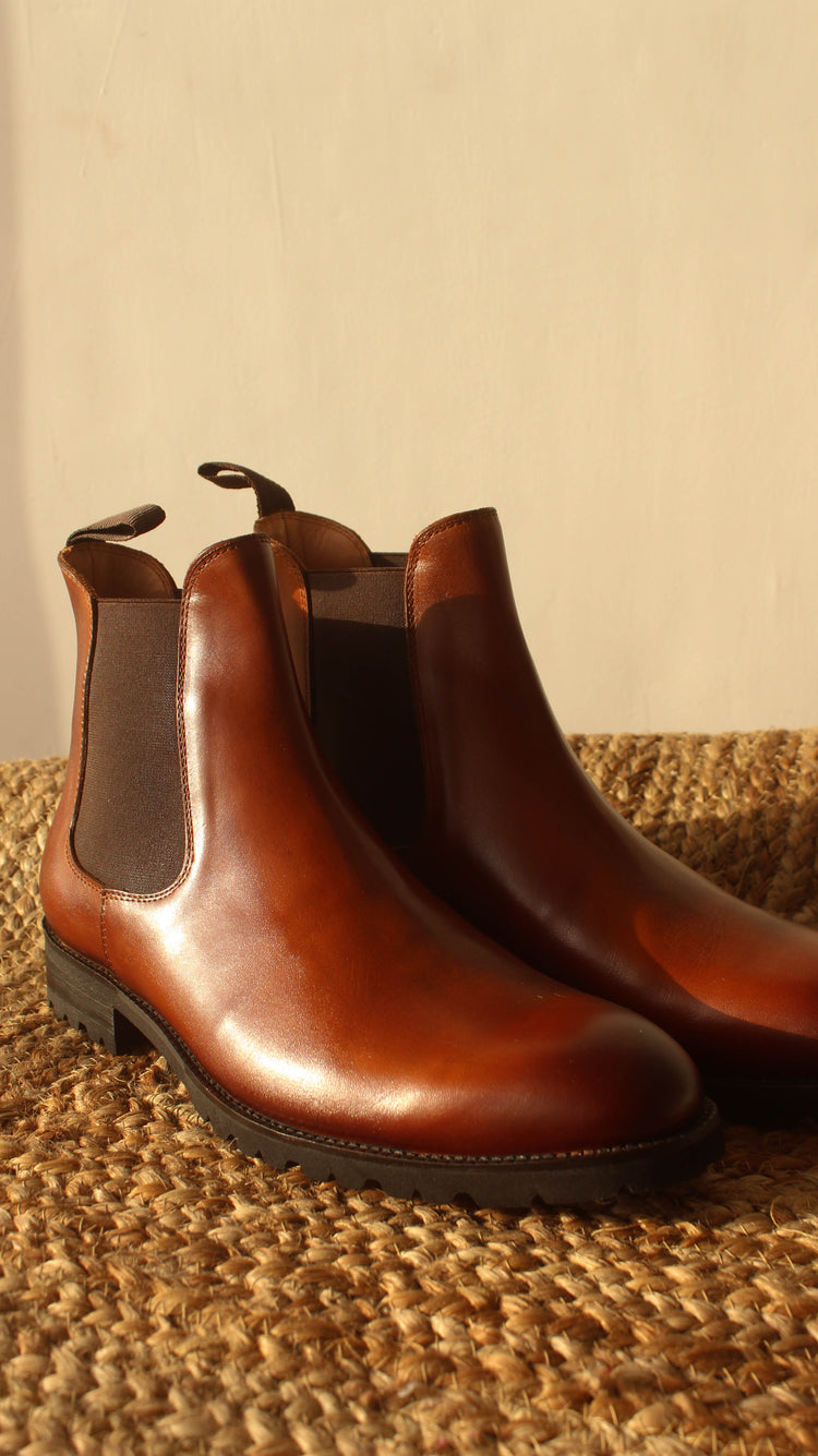 Tan Leather Ferneto Chunky Chelsea Boots