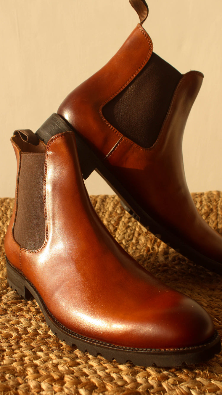 Tan Leather Ferneto Chunky Chelsea Boots