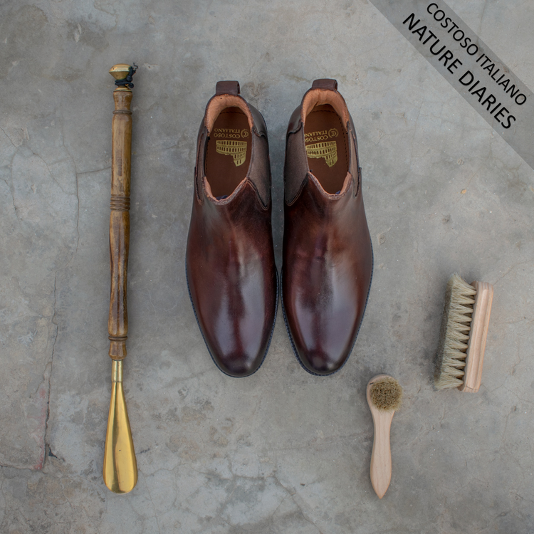 Brown Leather Fenland Slip On Chelsea Boots