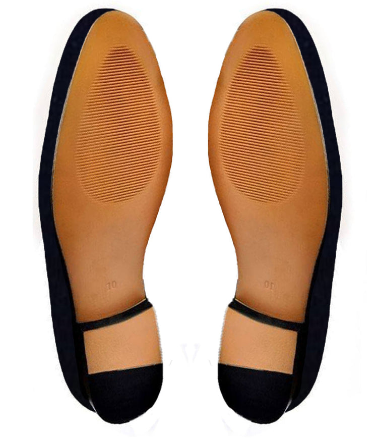 Blue Velvet Bear v/s Bull Embroidered Loafers