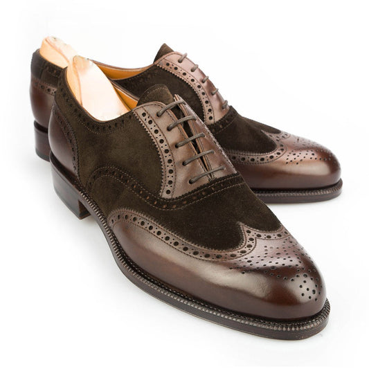 Height Increasing Brown Suede & Leather Romford Brogue Oxfords