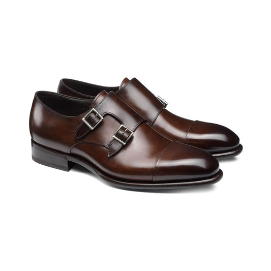 Height Increasing Brown Leather Castle Monk Straps - Formal Shoes