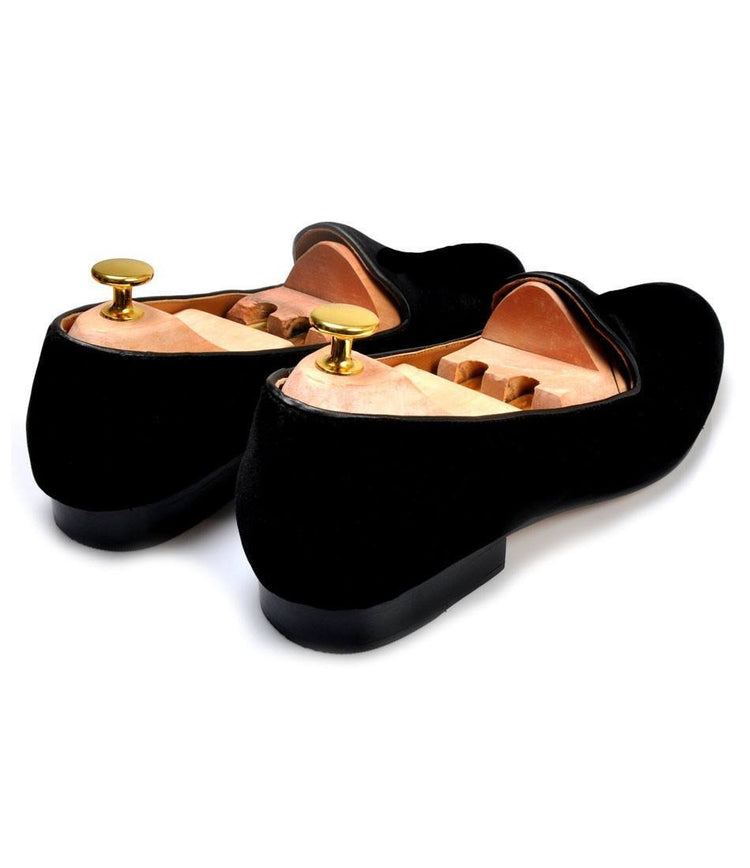 Black Velvet Dragon Embroidered Loafers