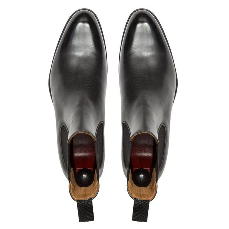 Height Increasing Black Leather Fenland Slip On Chelsea Boots
