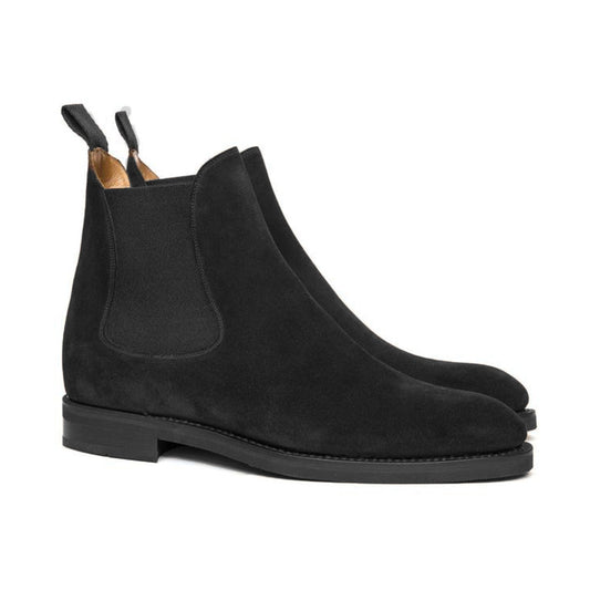 Black Suede Fenland Slip On Chelsea Boots