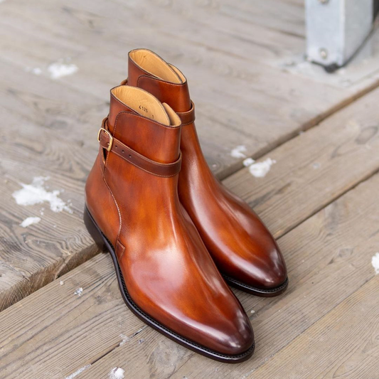 Height Increasing Tan Leather Alava Slip On Jodhpur Boots