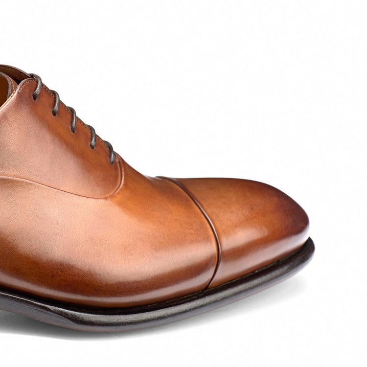 Height Increasing Tan Leather Woodford Balmoral Toe Cap Oxfords - Formal Shoes