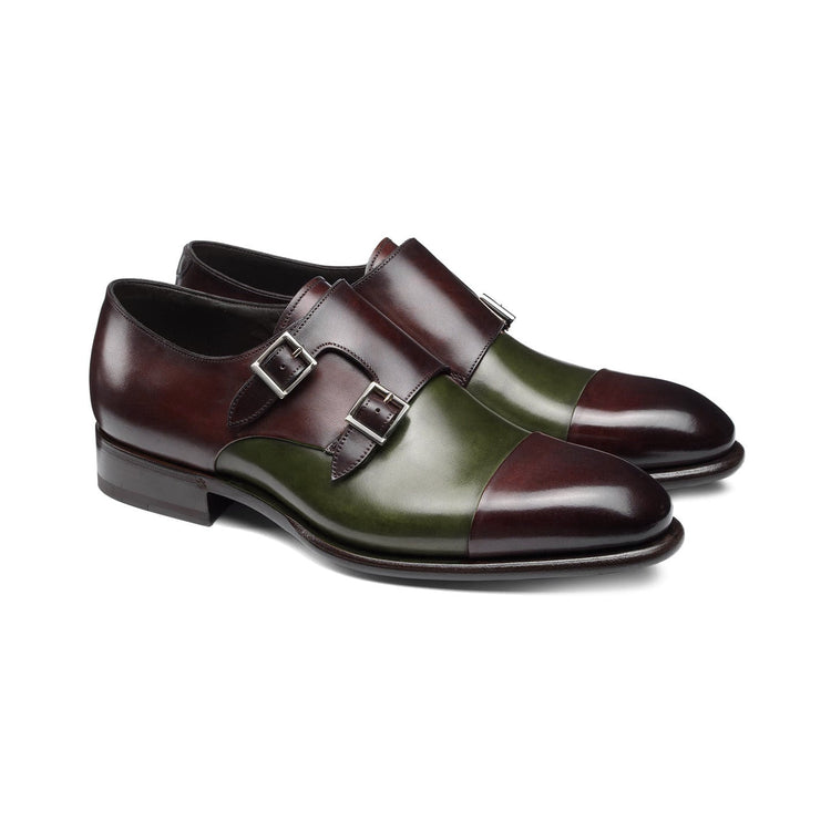 Brown and Green Leather Castle Monk Straps